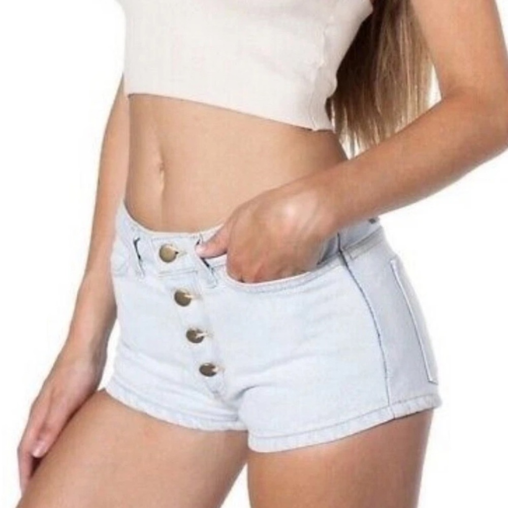 🇺🇸👖 American Apparel High-Rise White Denim Button-Front Shorts